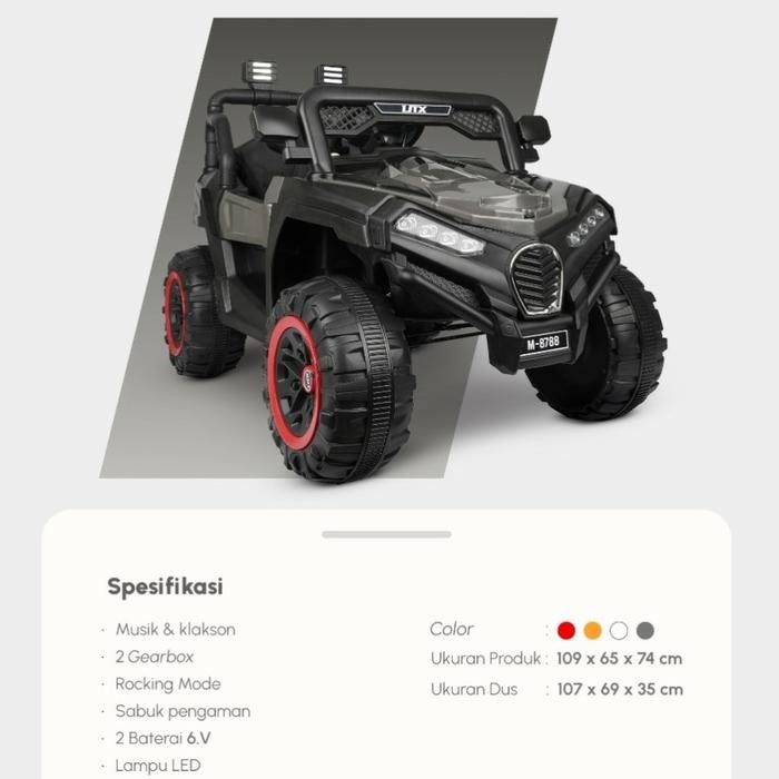 Mainan Mobil Aki Anak Jeep Pmb 8788 Utx M-8788 M8788