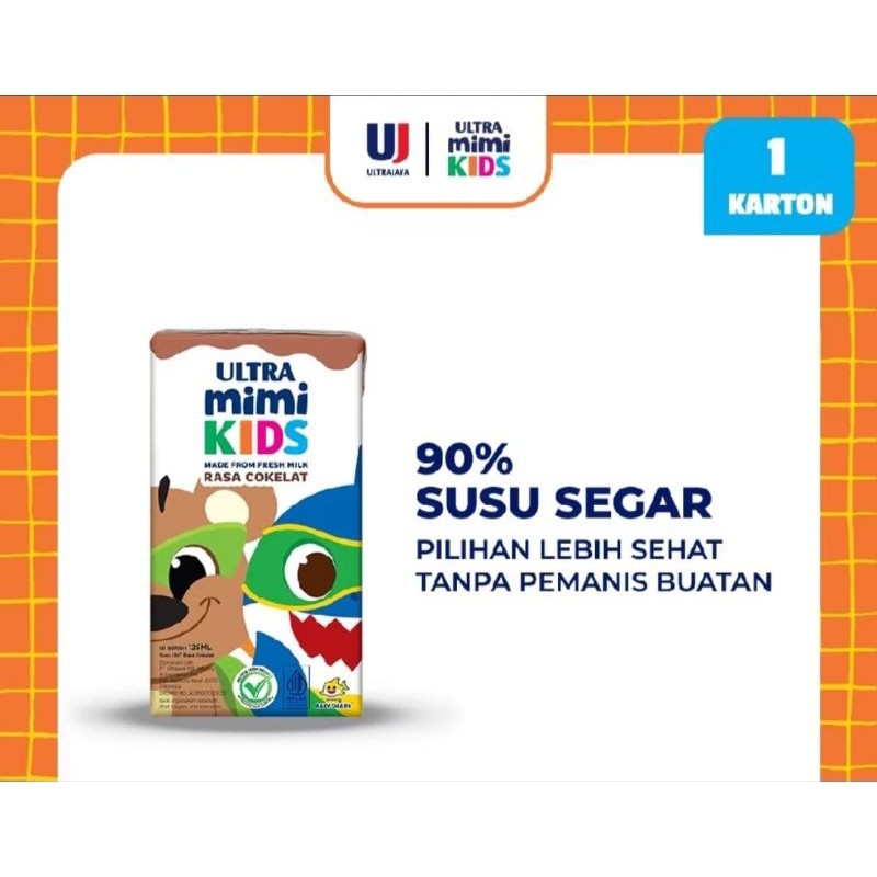 

SUSU ULTRA MIMI KIDS COKELAT 125 ML 125ML DUS KARTON / SUSU ULTRA MIMI KIDS COKLAT 125ML (1DUS ISI