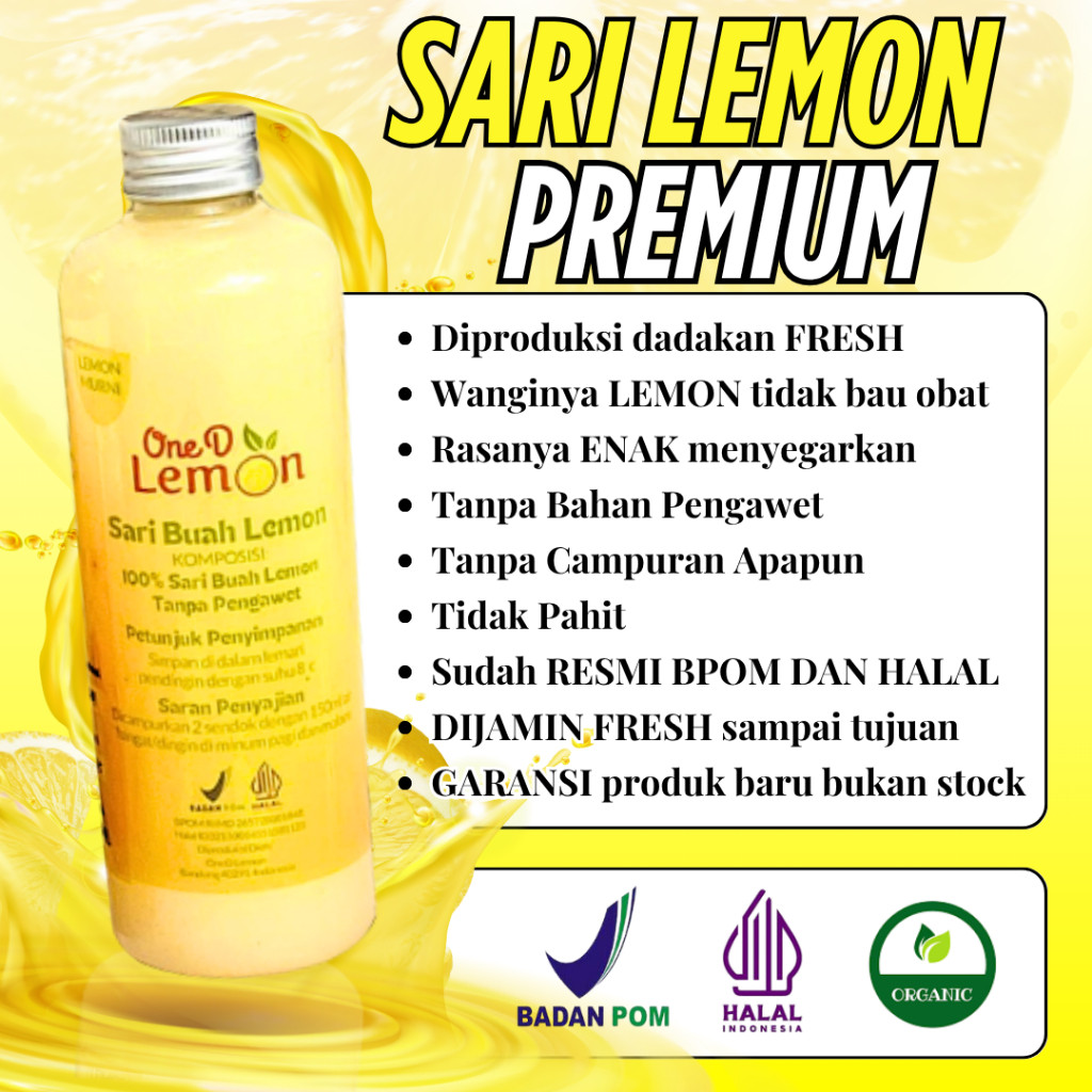 

OneD Sari Lemon 250ML 100% Jus Lemon Asli Dijamin Fresh Diperas Dadakan Setelah Pesanan Masuk