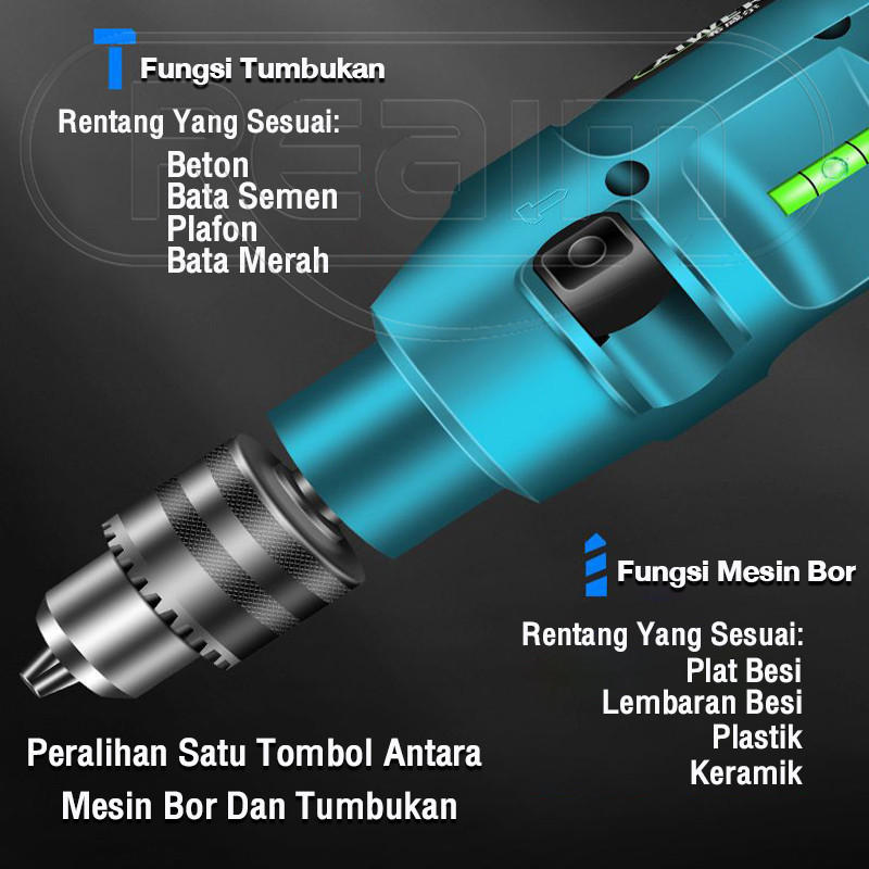 REAIM Mesin Bor 13mm Mesin Bor Impact Drill Listrik Bor beton Bor besi Bor Murah Laris Kualitas