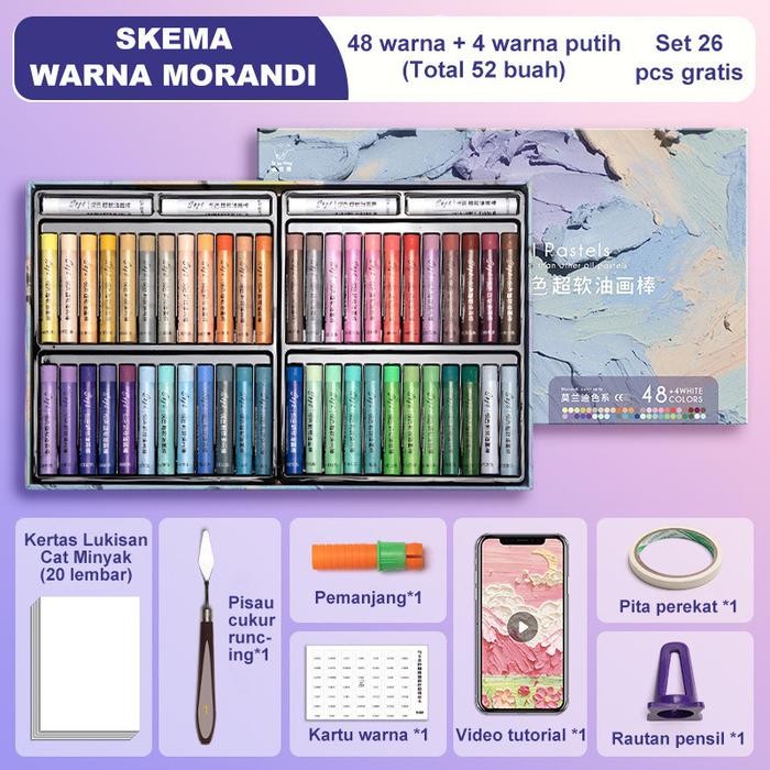 

Art - Pastel Minyak Berat Seri Morandi, Krayon Lunak Khusus Seni Rupa Siswa Sekolah Dasar