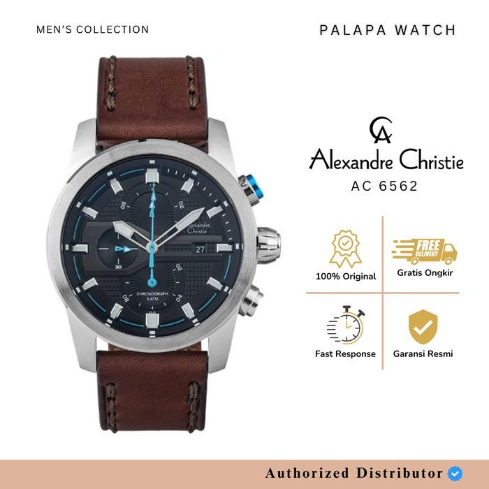 Alexandre Christie Ac 6562 Pria Silver Black List Blue Lether Original