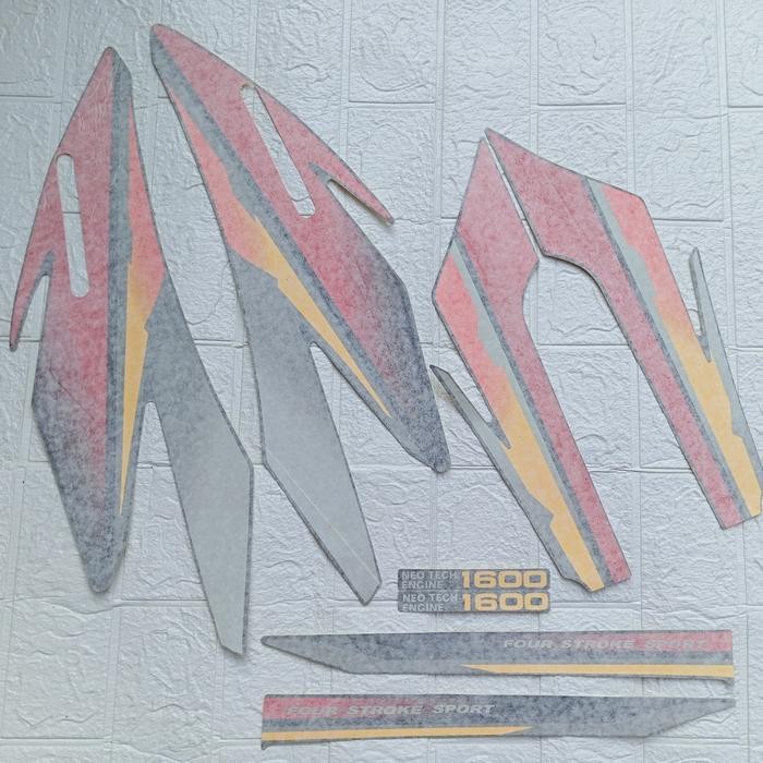 PREMIUM Striping lis body Honda GL pro neotech 1997 merah kuning laminasi NOS