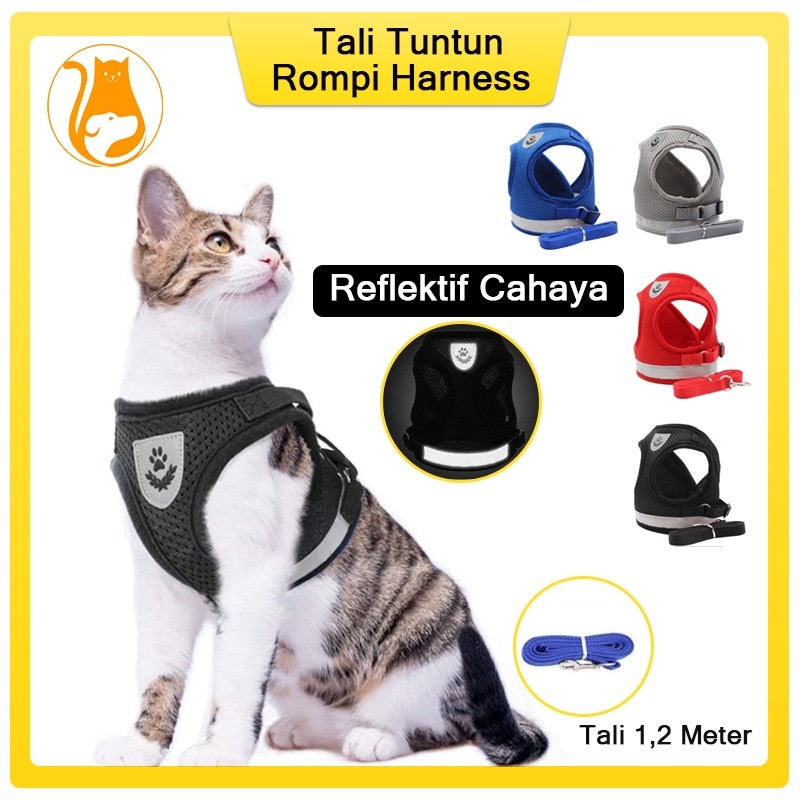 Tali Kucing Harness Anjing Kucing Tali Tuntun Kucing Tali Kucing Harness Kucing Rompi Baju Kucing