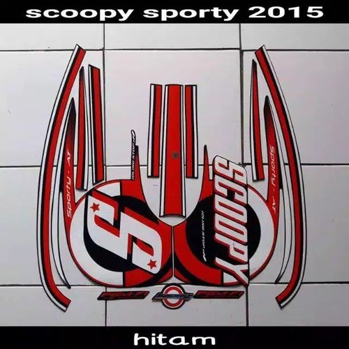 PREMIUM (ORI) Striping sticker body honda scoopy fi 2015 2016 hitam putih