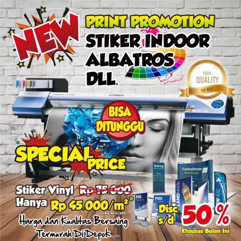 

Pronto printing cetak stiker meteran Hi-ress 1x1 mtr