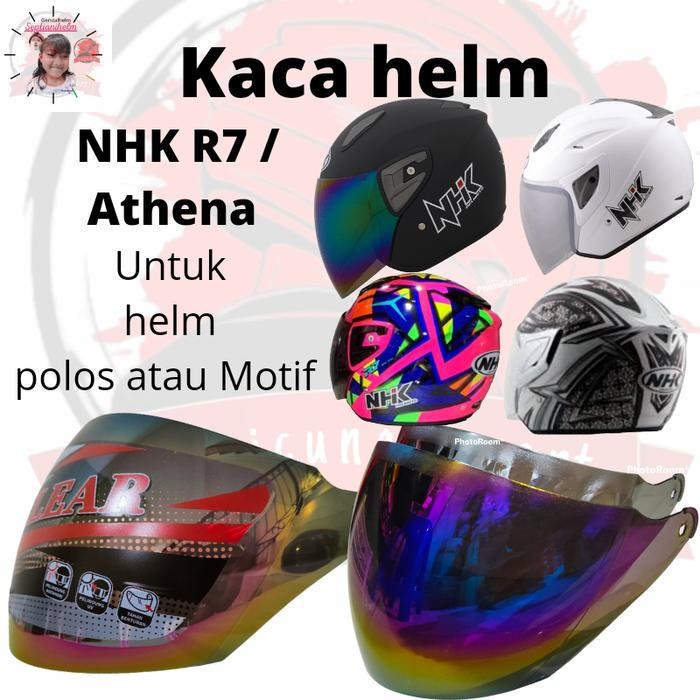 Afifa.store9 KACA helm NHK R7 NHK Athena half face pelangi silver smoke bening
