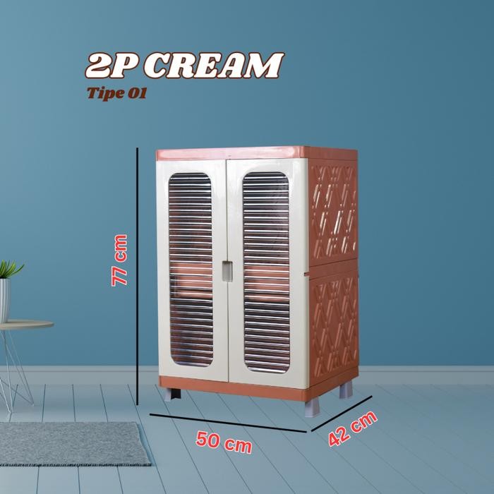 Leora 2 Pintu Lemari Piring Rak Piring Lemari Susun Lemari Plastik Lemari Dapur Piring Pintu