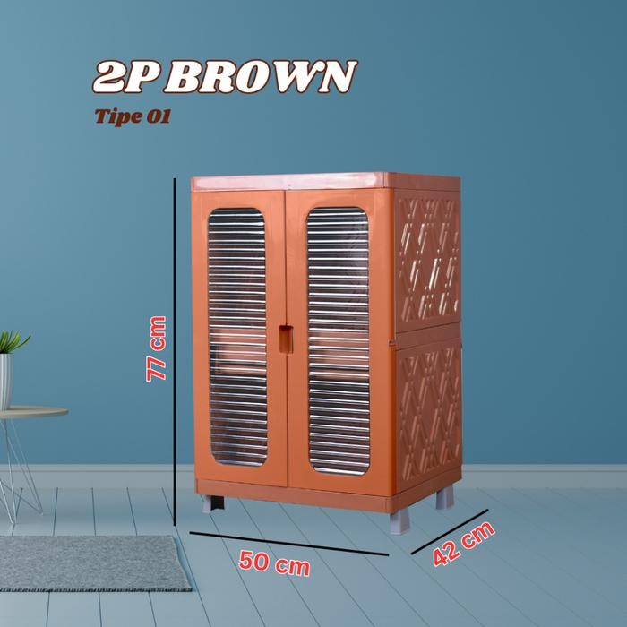 Leora 2 Pintu Lemari Piring Rak Piring Lemari Susun Lemari Plastik Lemari Dapur Piring Pintu