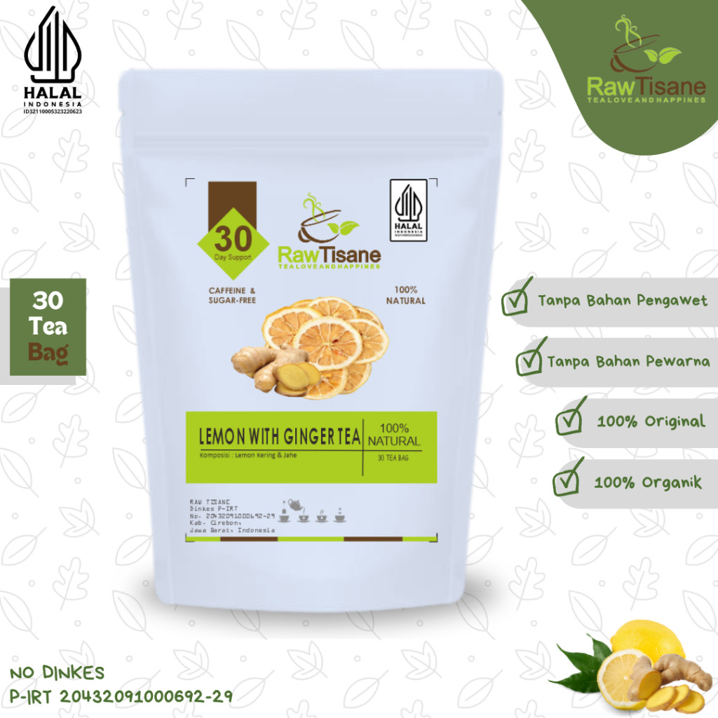 

RAW TISANE Lemon Ginger Tea : Teh Buah Lemon & Jahe Isi 30 Tea Bag
