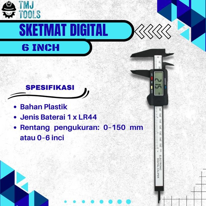 DISKON Penggaris Digital Sketmat 6 Inch Alat Ukur Meteran Digital Pengukur