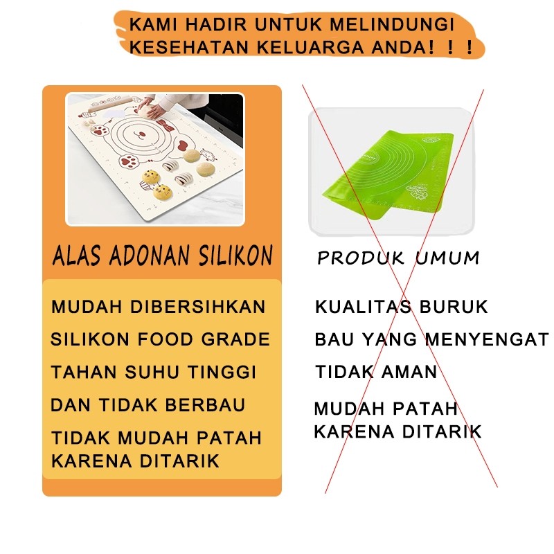 Alas Adonan Silikon / Alas Adonan Kue Silikon / Alas Silikon Adonan / Alas Meja Silikon Tebal Food