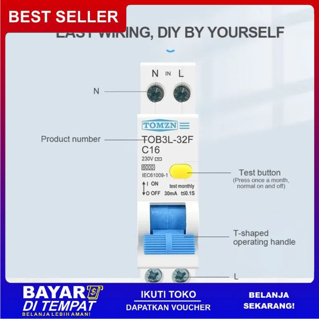 FREE ONGKIR RCBO SLIM MCB+ELCB/RCCB 6A 10A 16A 20A 25A *SENSITIVITAS 30MA* BISA COD