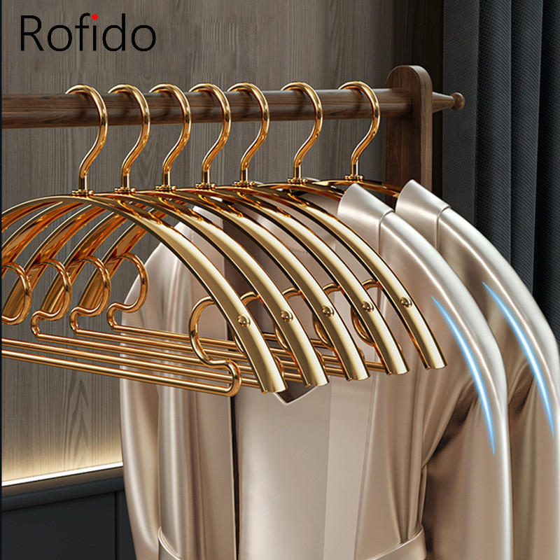 Gantungan Baju Tebal Rak Pakaian Gantung Aloi Aluminium Mewah Anti-selip Gantungan Lemari Gaun Penga