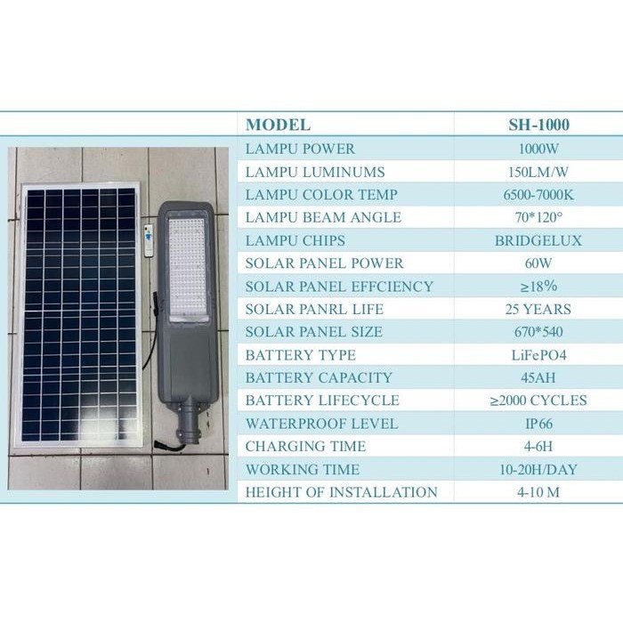 Hemat Lampu Jalan Tenaga Surua 1000Watt Pju Solar Cell 1000Watt Garansi