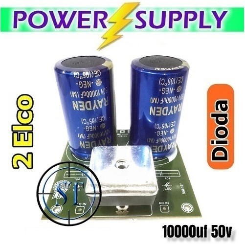 [YE] Paket 35A 2 ELCO Besar 10.000/50 + Dioda 35 Amper + PCB 10.000/50V PSU Power Supply Simetris