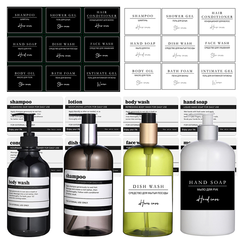 Label Tahan Air untuk Botol Mandi Kamar Mandi Dispenser Sabun Tangan Label Stiker Label Botol untuk 