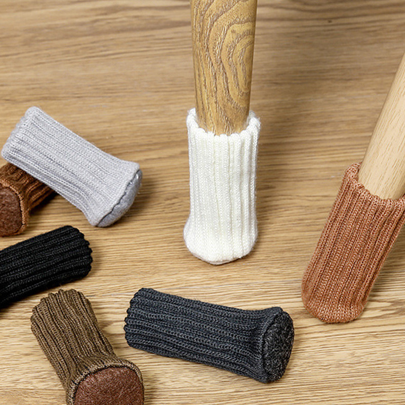 4 Buah Kaus Kaki Kaki Meja Kursi Rajutan Pelindung Lantai Kaki Meja Penutup Kaki Meja Kursi Furnitur