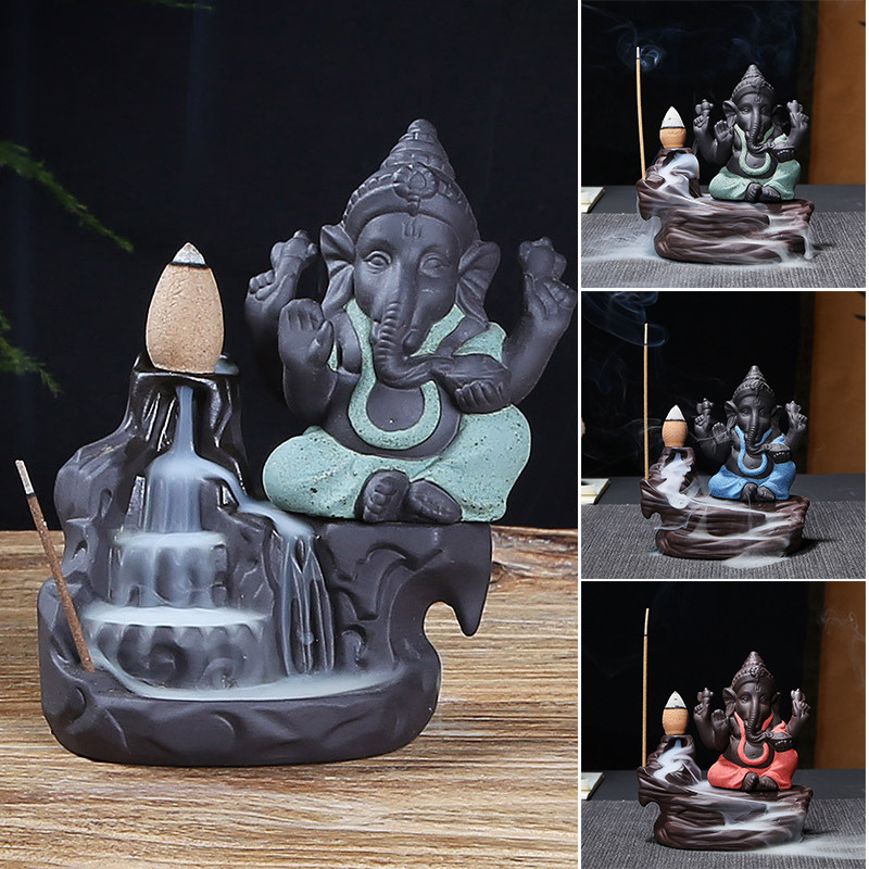 Kreatif Ganesha Dupa Air Terjun Dupa Pemegang Desktop Ornamen Arus Balik Air Terjun Dekorasi Aromate