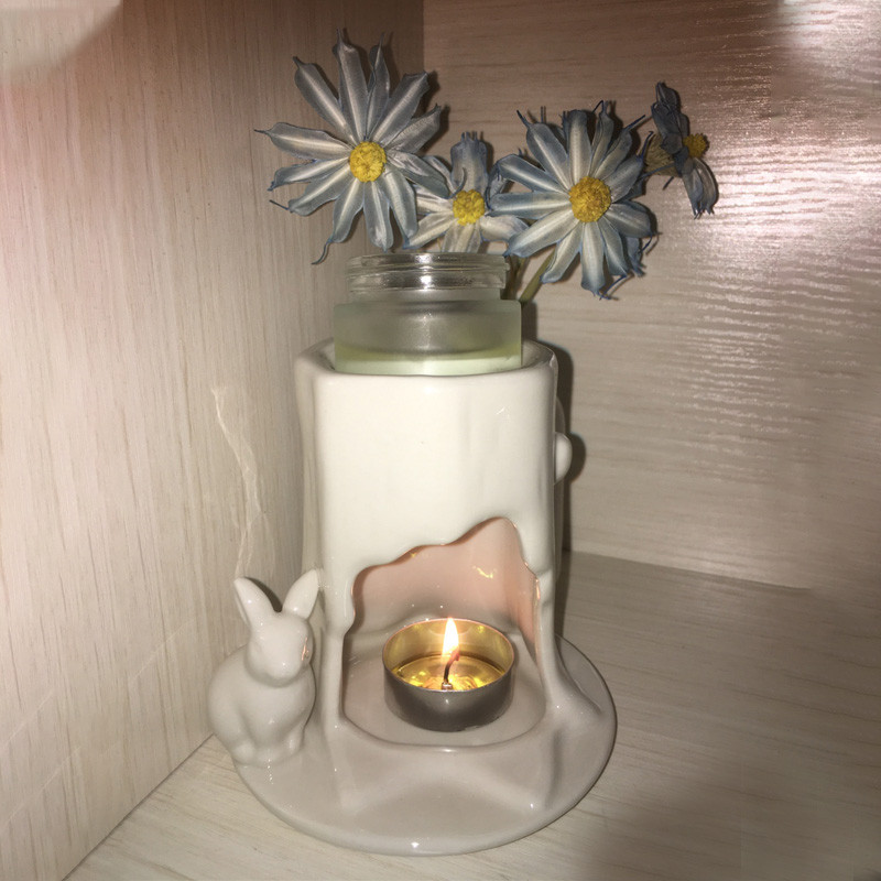 Tempat Lilin Tungku Aromaterapi Tunggul Kelinci Lucu Tempat Lilin Pernikahan Kerajinan Keramik Hadia