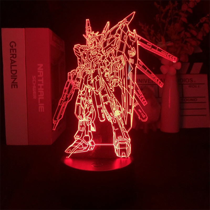 Lampu Malam 3D GUNDAM Manga Anime Jepang untuk Lampu Dekorasi Kamar Tidur Hadiah Ulang Tahun Lucu Wa