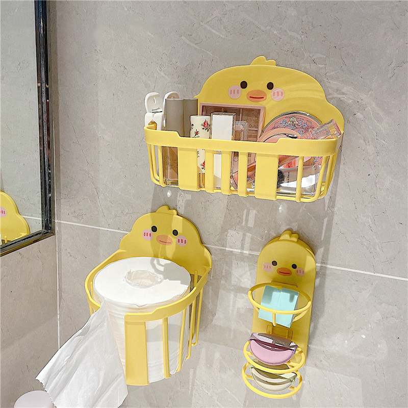 Rak Penyimpanan Kamar Mandi Bebek Lucu Dispenser Kertas Toilet Terpasang Di Dinding Tempat Sikat Gig