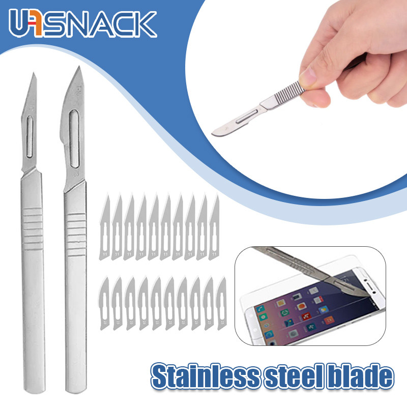 1/10 Buah Kit Pisau Pegangan Pisau Baja Karbon untuk Set Alat Perbaikan Ponsel Pemotong DIY Pisau Uk