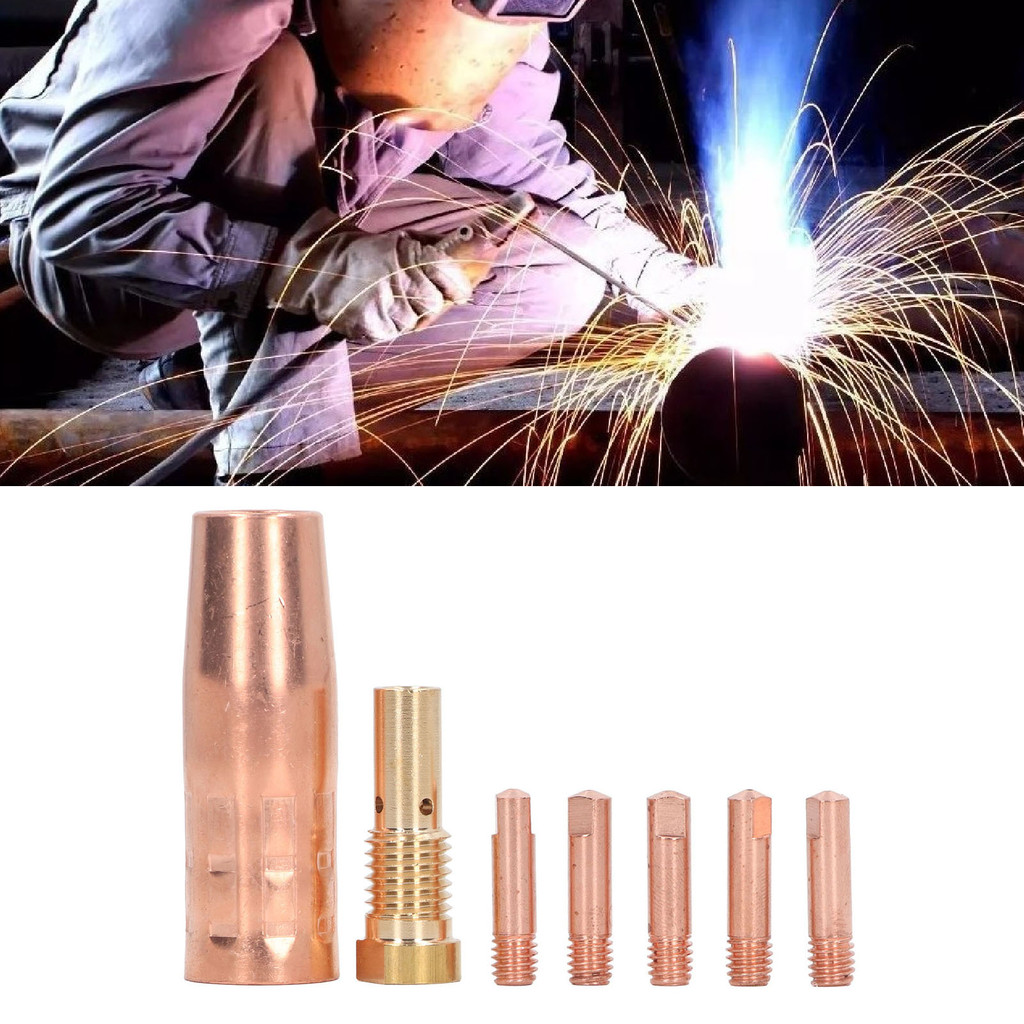 Aksesori Pistol Las Mig Inti Fluks Tanpa Gas 0.8Mm 0,031in Kit Ujung Nosel Kuningan Peralatan Las MI