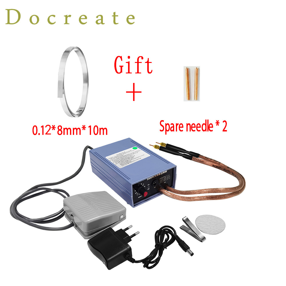 Docreate 5000W Mesin Las Titik Mini Kit DIY 18650 Baterai Alat Las Pena Las Portabel 0.15MM Strip l
