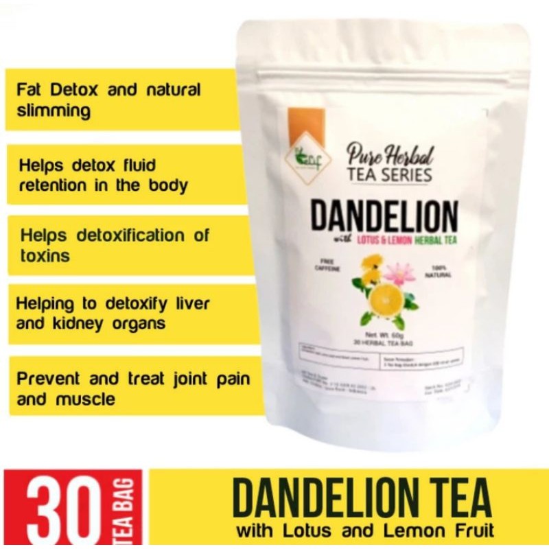 

ELIF TEA AND TISANE Dandelion Lotus Lemon Tea : Clean Toxic, Slimming & Detox (30 Tea Bag) [PREMIUM]