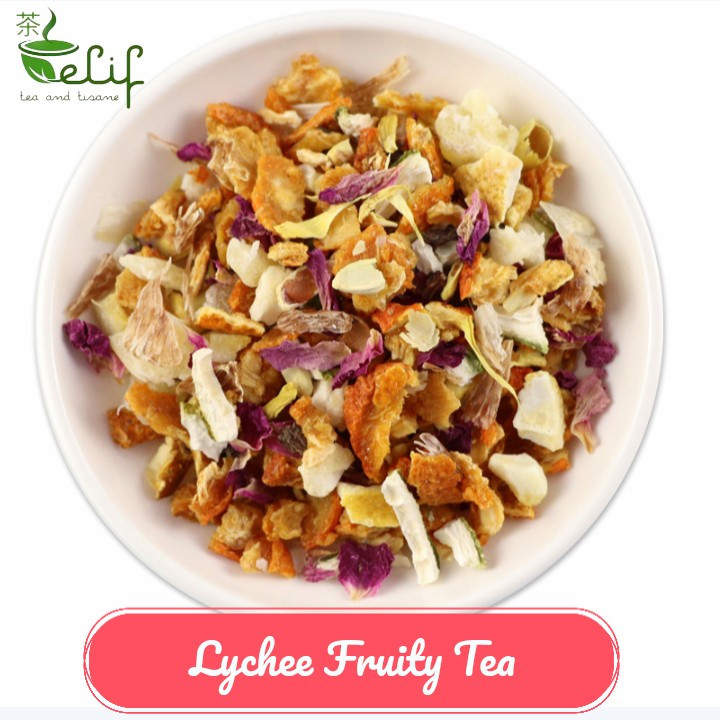 

ELIF TEA Big Pack Lychee Fruity Tea : Freeze Dried Lychee, Kumquat, Orange & Apple Cube [PREMIUM]