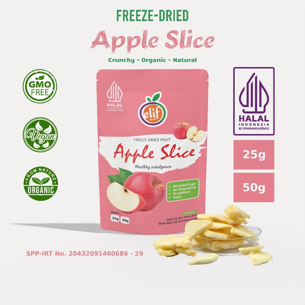 

ELIF FRUITS Freeze Dried Apple Fruit Buah Apel Iris Kering Freeze-Dried Apel [PREMIUM]