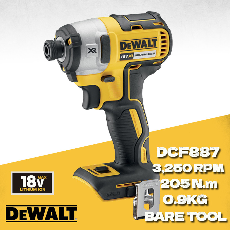 DEWALT DCF887N Impact Driver 18V Lithium-Ion 1/4 Inci Bor Tanpa Kabel Obeng Listrik Alat Listrik Mot