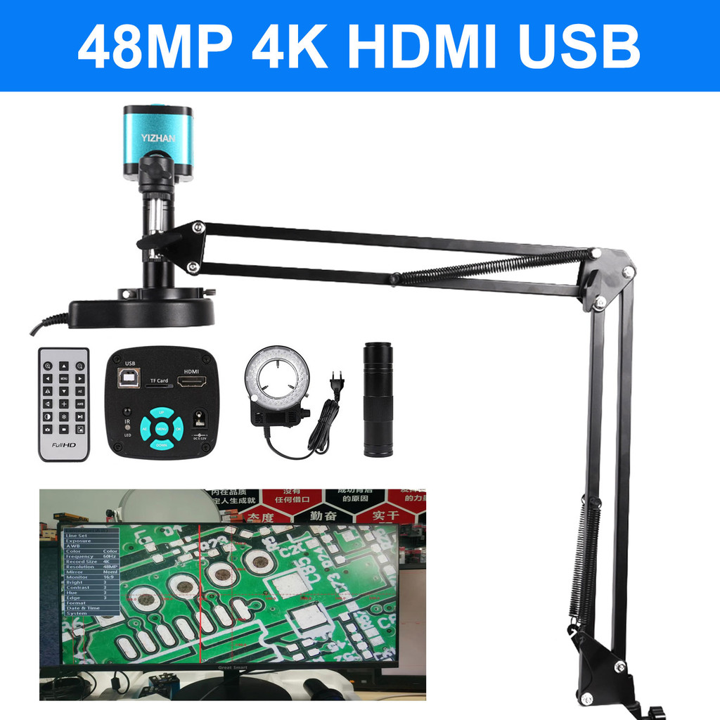 YIZHAN Mikroskop Digital 4K untuk Elektronik 48MP HDMI USB Mikroskop Industri Kontrol Perangkat Luna