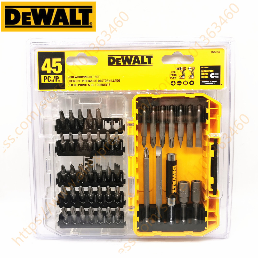 DEWALT DW2166 45 Buah Set Mata Obeng Baja Hex Shank Phillips Slotted Square Ujung Ganda Aksesori Ala