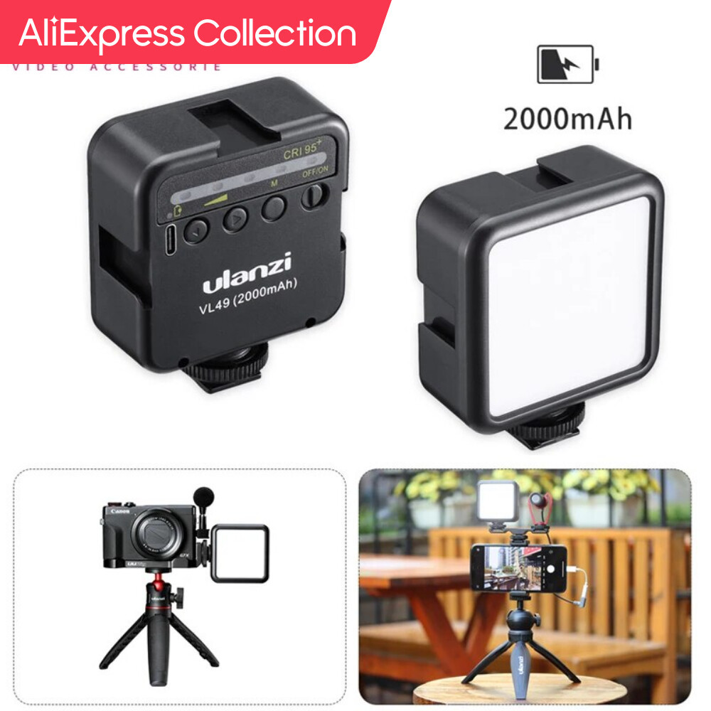 Koleksi AliExpress Ulanzi VL49 Lampu Video Mini Pada Kamera Led Pencahayaan Fotografi Ponsel Vlog Ki