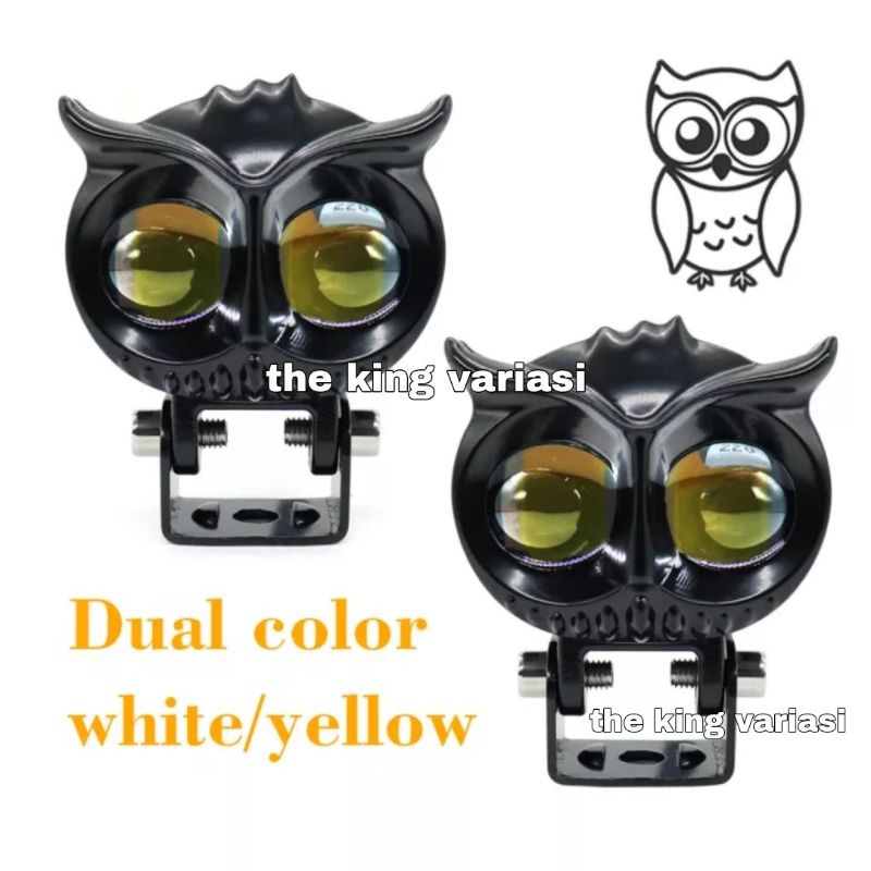 LAMPU Sorot LED/LAMPU LED/LAMPU Sorot OWL 2 LED 12 Volt DC Cahaya Kuning-Putih/LAMPU Motor Super