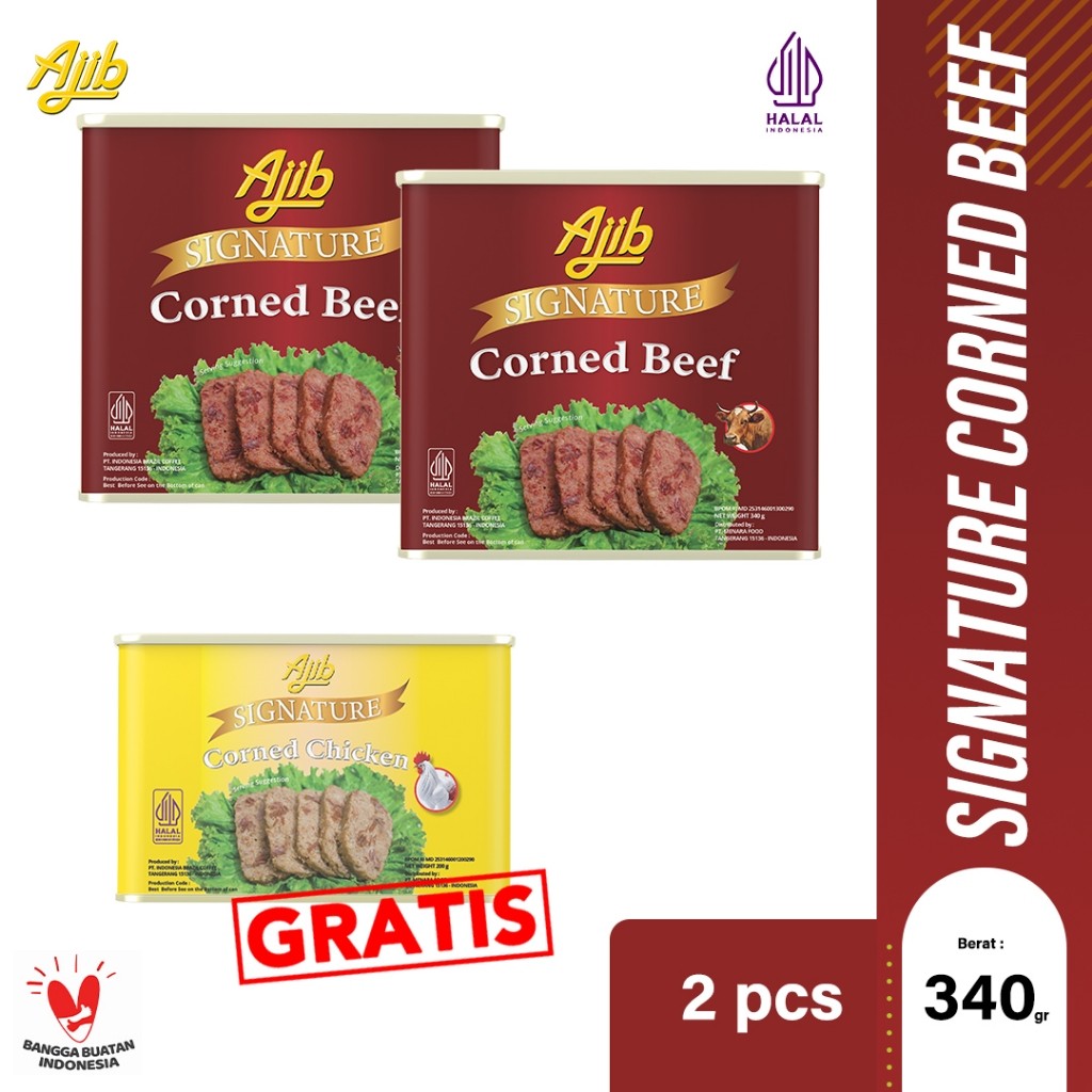 

[ FLASH SALE ] Ajib Signature Kornet Daging Sapi 340 gr - Beli 2 gratis 1 ajib sgnature kornet ayam
