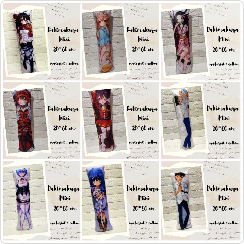 Dakimakura mini / pillow / guling anime platelet mikasa zero two megumin kurumi rem nezuko mikasa