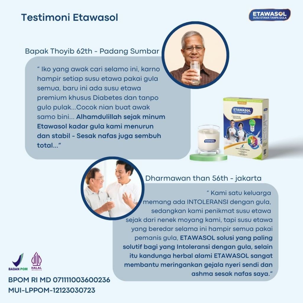 

Etawasol Susu Kambing Etawa Tanpa Gula Untuk Diabetes Hipertensi dan Nyeri Sendi Kemasan 250gr Paket