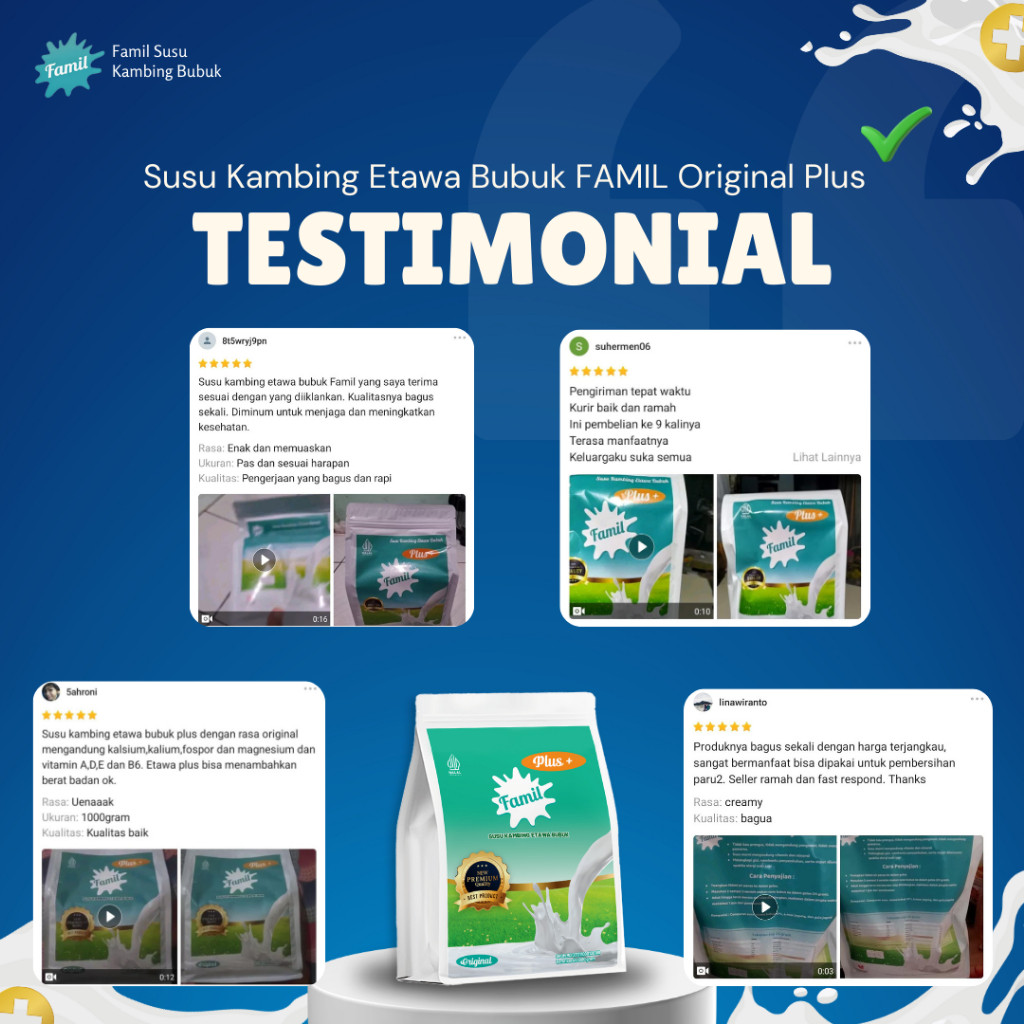 

Susu Kambing Etawa Bubuk Premium Lebih Berkualitas dan Murni 1000 gram / 1 Kg Varian Plus