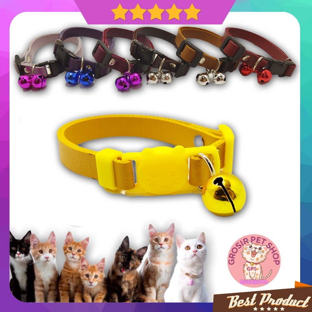 KALUNG KUCING ANJING KELINCI PREMIUM BAHAN KULIT LIONTIN ISI 2 12MM ECER GROSIR AKSESORIS HEWAN LUCU