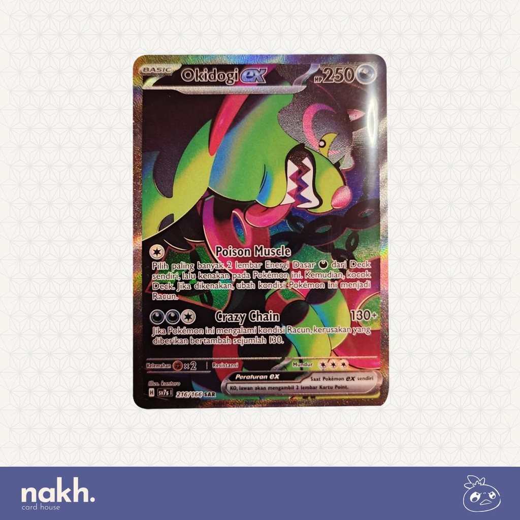 Kartu Pokemon TCG Indonesia bimbingan rasi sv7s 216/166 Okidogi ex SAR