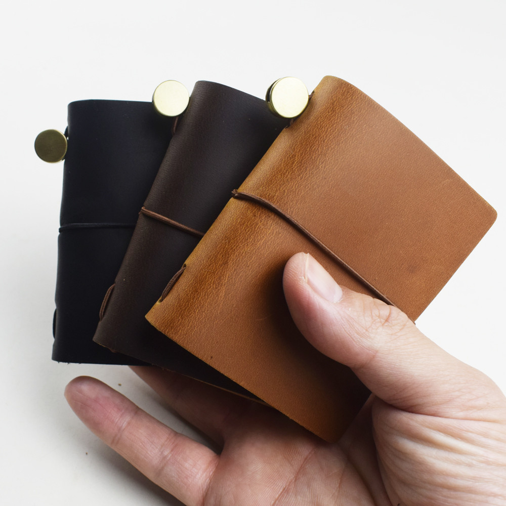 

Pocket Genuine Leather Notebook Handmade Vintage Cowhide Diary Journal Sketchbook Planner Notepad