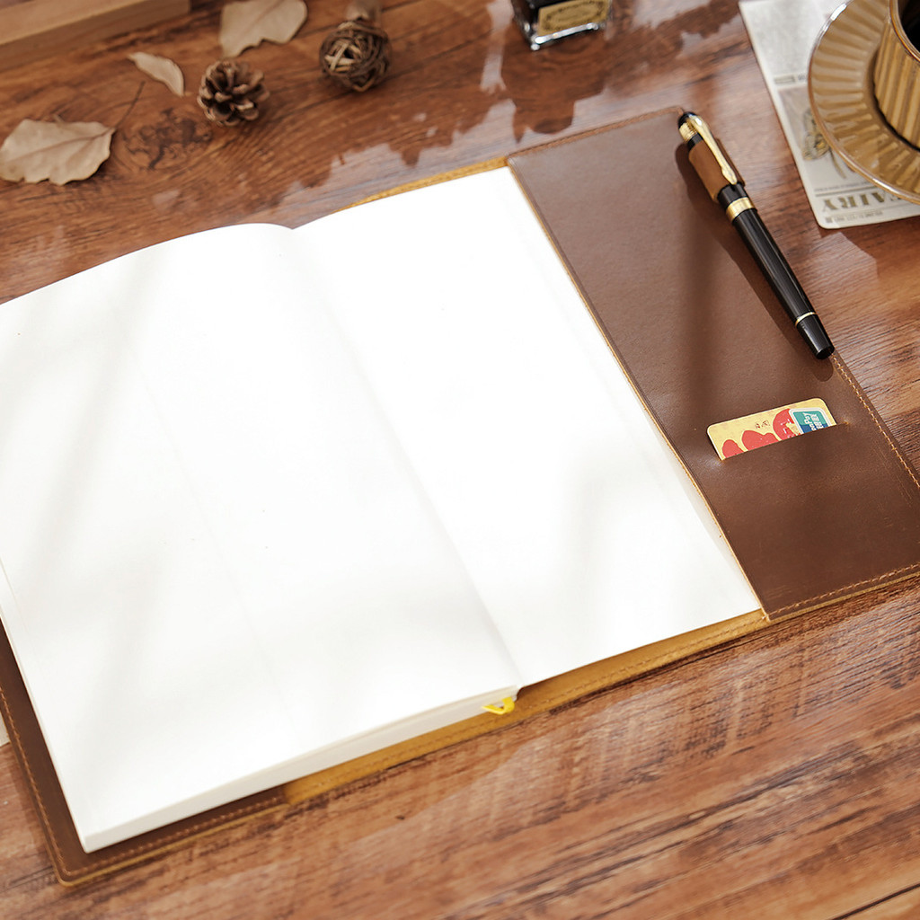 

Top-Grain Leather Business Notebook B5 Plus Size Lined Journal With Genuine Leather Protective Cover