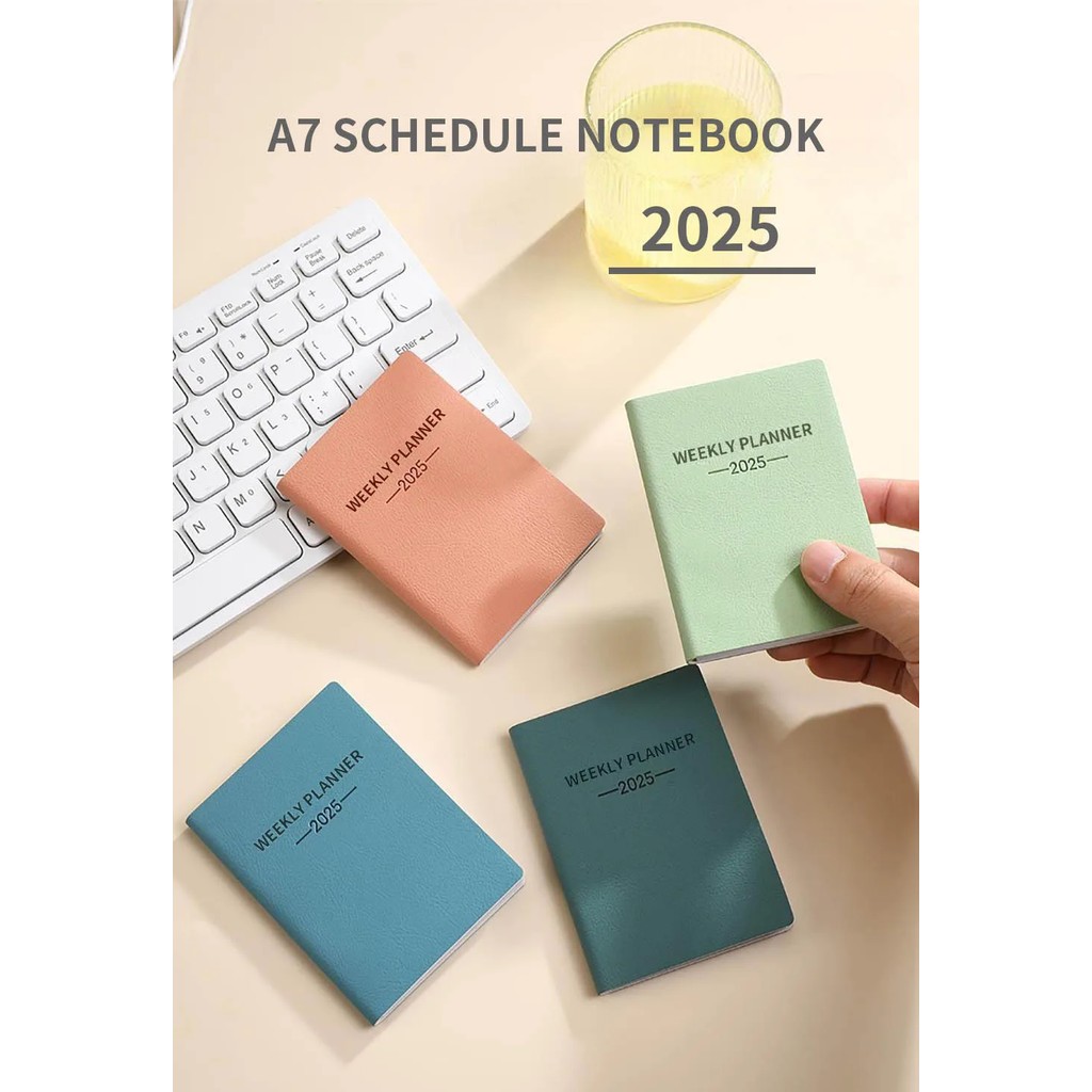 

2025 A7 Agenda Book Portable Softside Planner Notepad English Notebook Stationery Office School