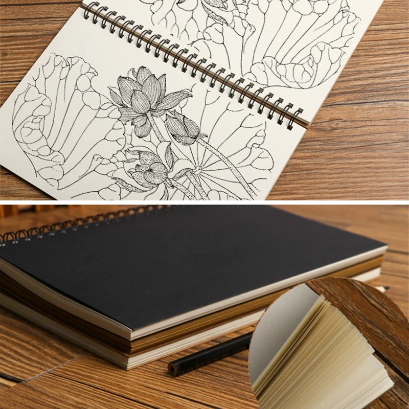 

A5/A6 Spiral Sketchbook Blank Notebook 50 Sheets Kraft Paper Hardcover For Students