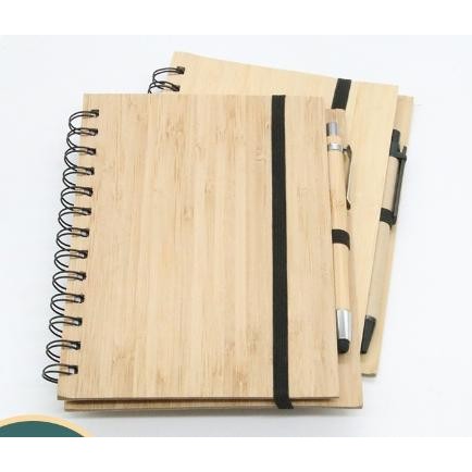 

Bamboo Cover Notebook Creative Student School Work Travel Spiral Binding Journal Writing Pad Pocket