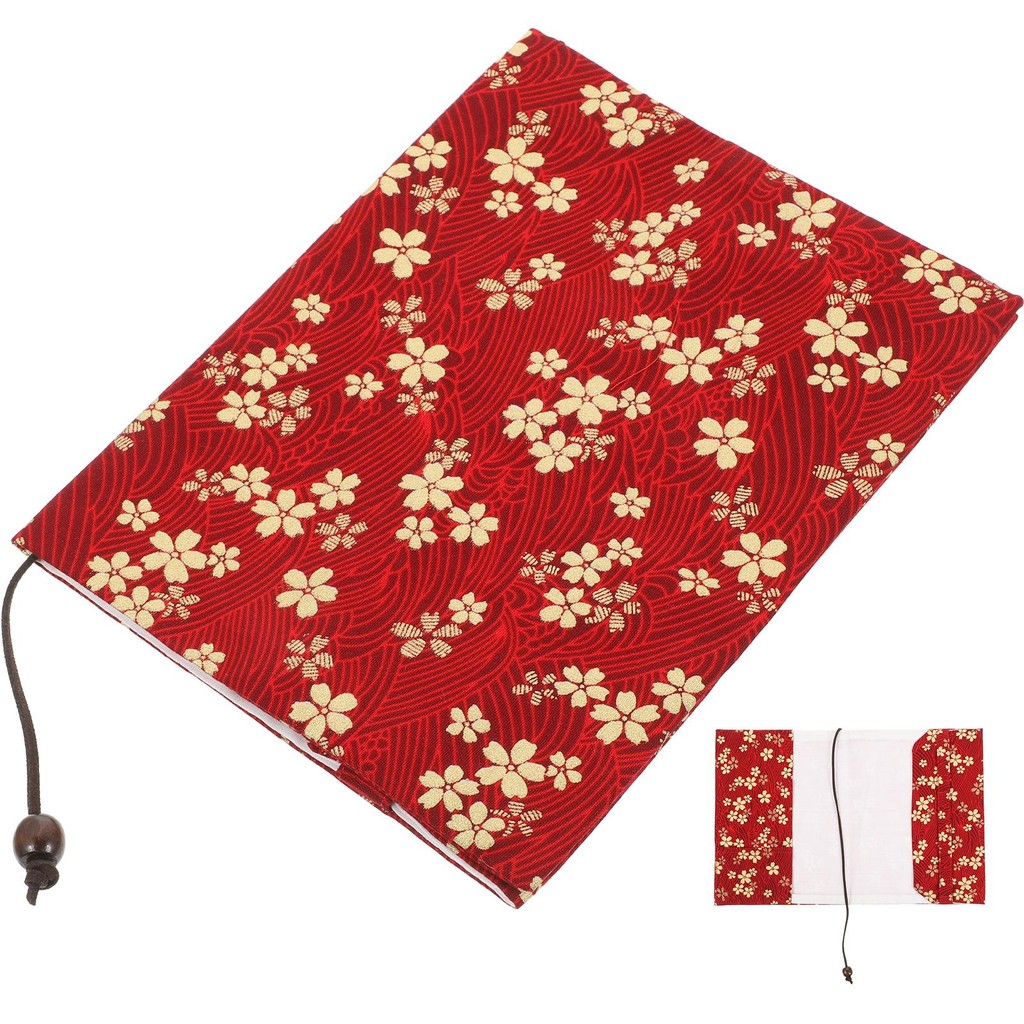 

-Stitched Flower Book Cover Fabric Cloth Sleeve Protective For Hardcover Books Students Scratch