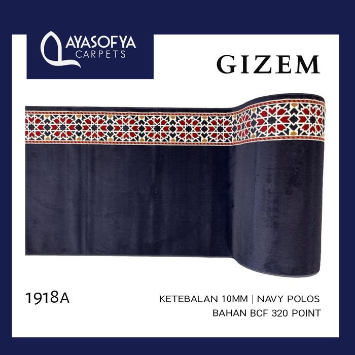 Karpet Masjid Meteran Turki Sajadah Gizem 1918A Motif Biru Navy Polos